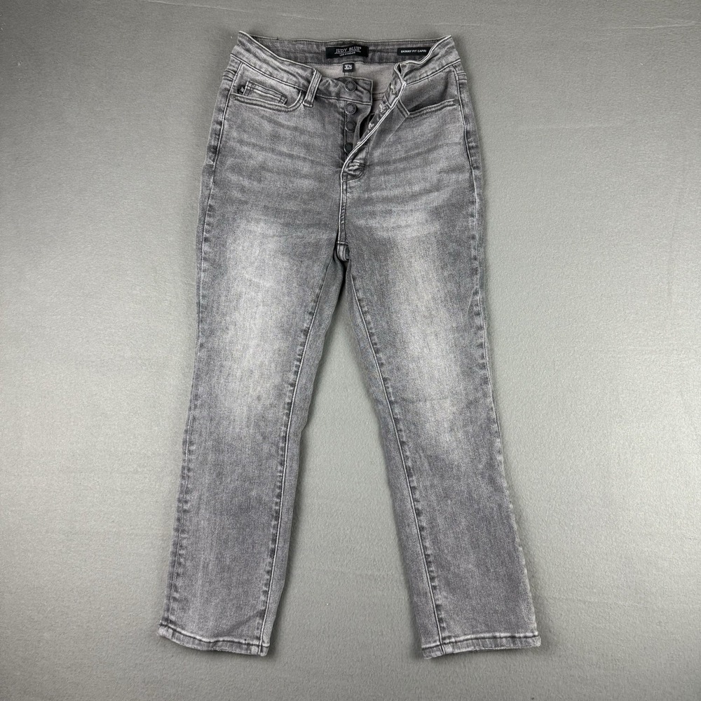 Judy Blue Skinny Fit Capri Gray Size 3/26 Stretch‎ High Rise Button Fly
